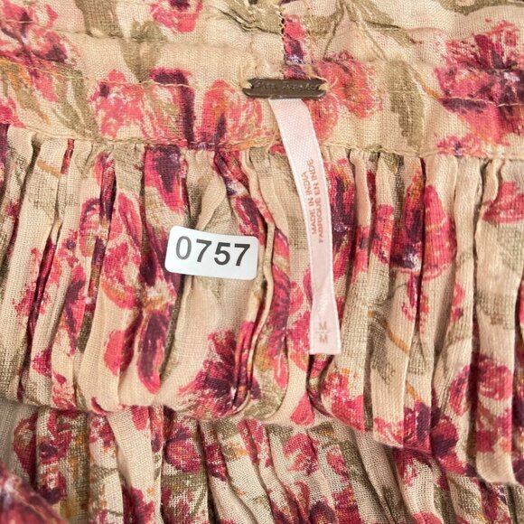 Free People Boho Floral Plunge Halter Neck Swing Sundress Rope Tie Waist Women M - Picture 6 of 9